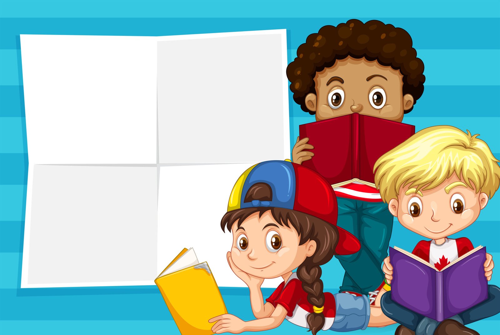 Children on note template illustration